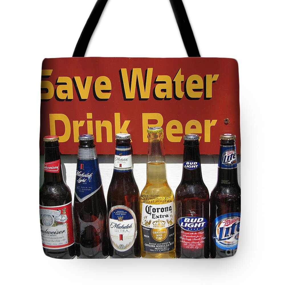 Tote Bag Save Water Drink Beer Pink Shopping Bag 